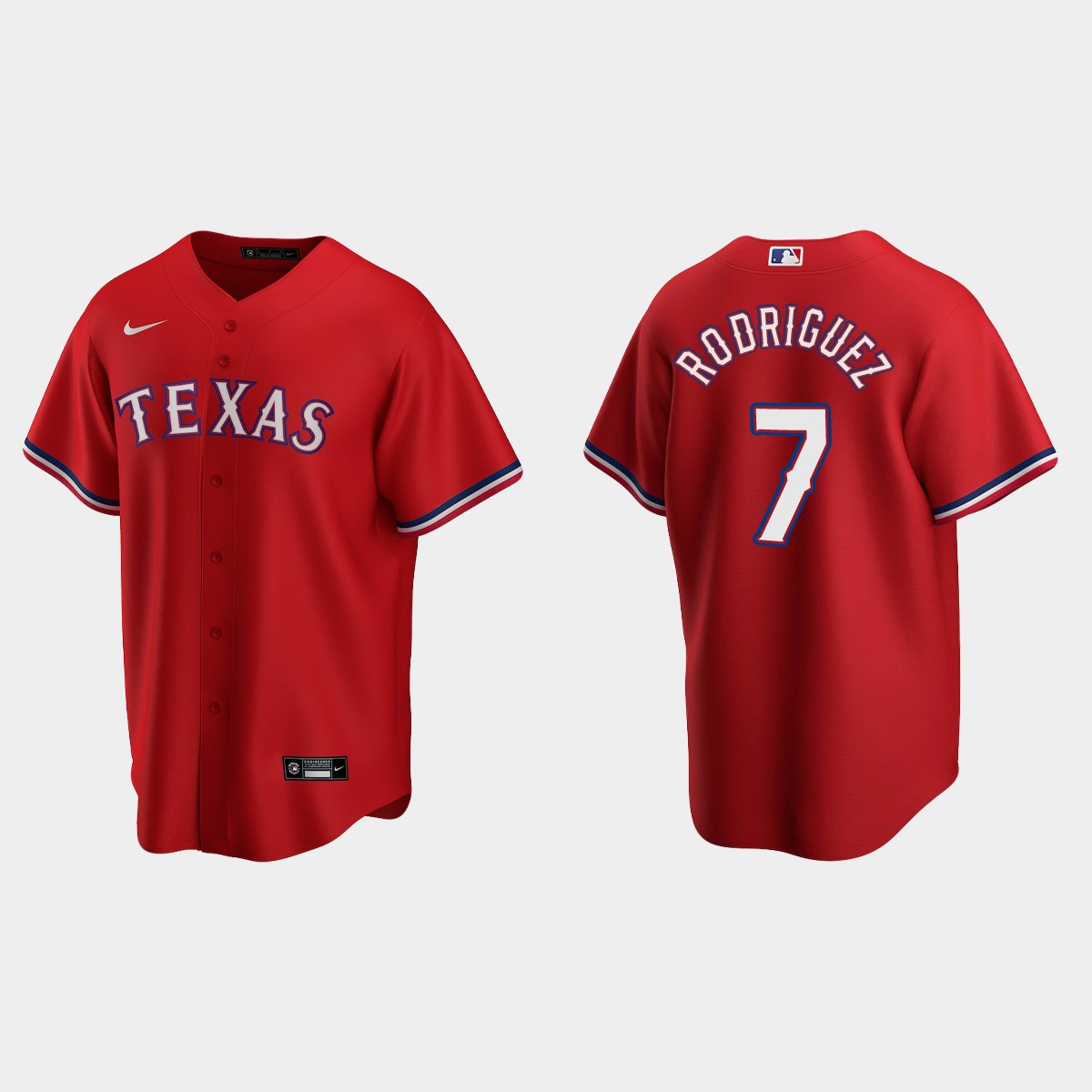 Men's Texas Rangers #7 Ivan Rodriguez Red 2020 Alternate Jersey