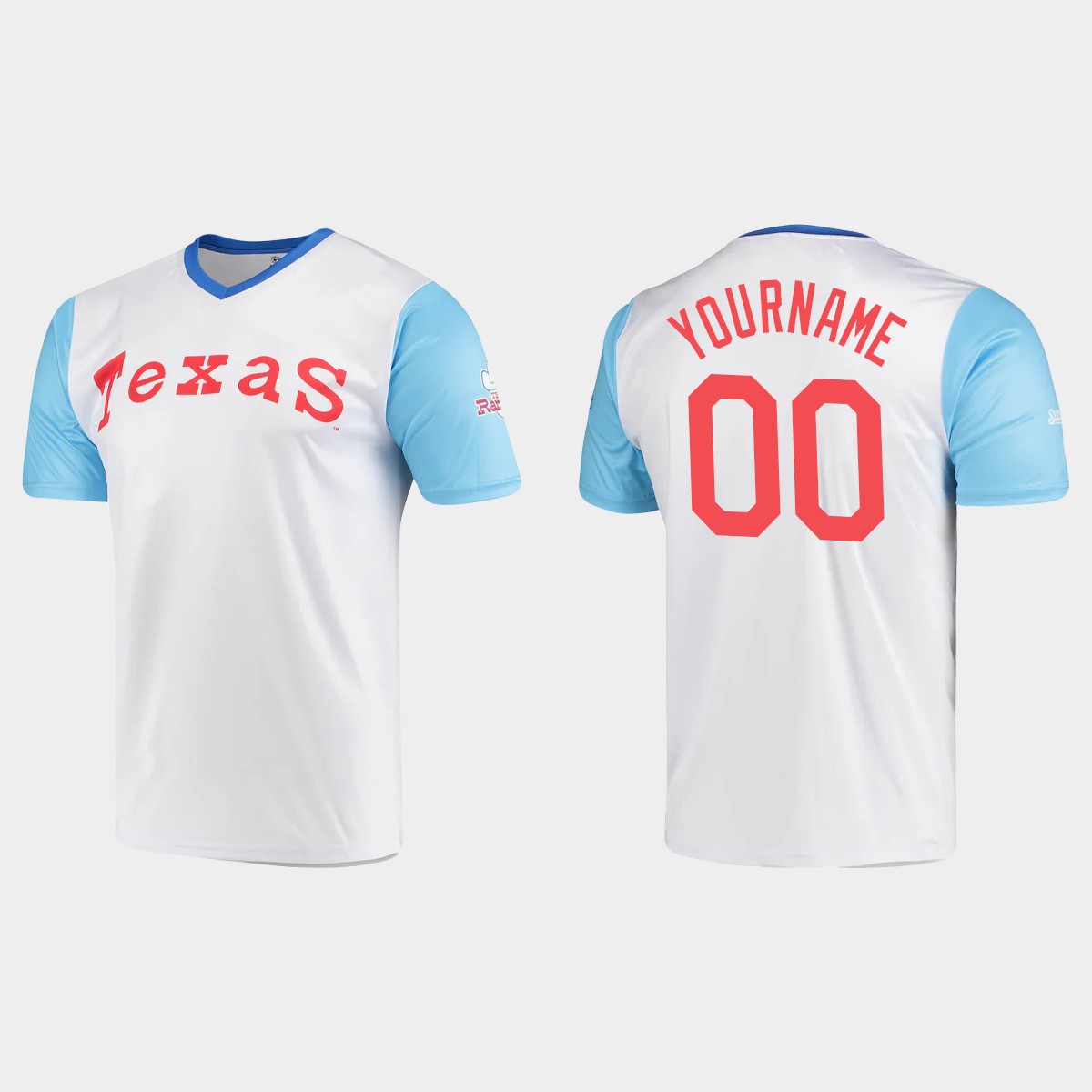 Men's Texas Rangers Custom White Cooperstown Collection Stitches Wordmark Jersey