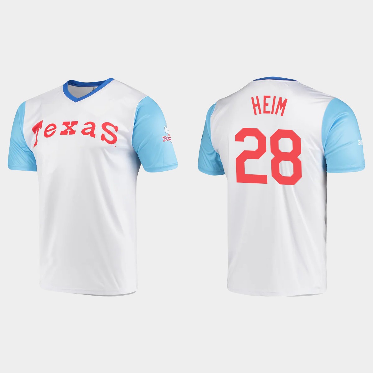 Men's Texas Rangers Jonah Heim White Cooperstown Collection Stitches Wordmark Jersey