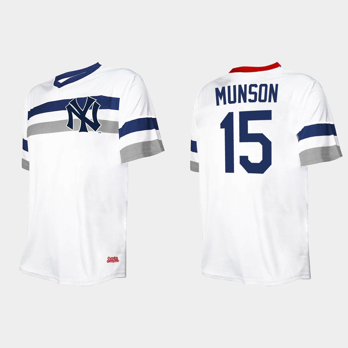 Men's Thurman Munson New York Yankees Cooperstown Collection V-Neck Jersey - White