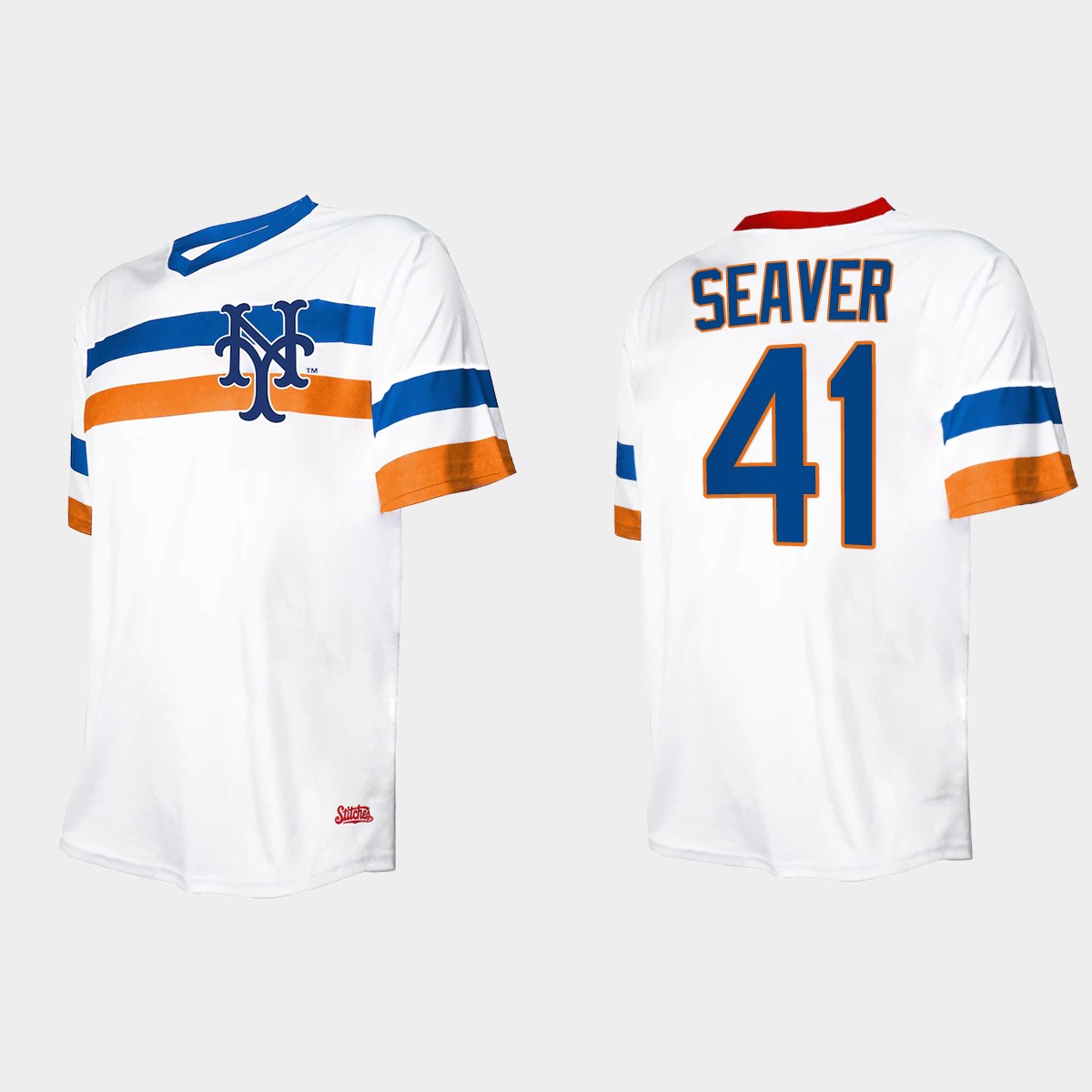 Men's Tom Seaver New York Mets Cooperstown Collection V-Neck Jersey - White