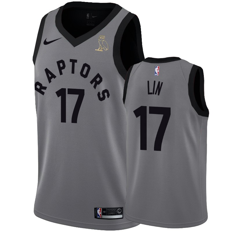 Men's Toronto Raptors Jeremy Lin Gray #17 Raptors X OVO Swingman Jersey