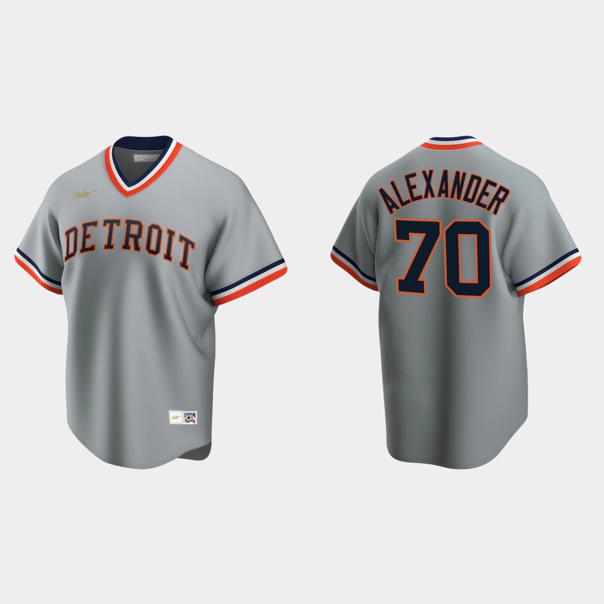Men's Tyler Alexander #70 Detroit Tigers Cooperstown Collection Road Jersey - Gray