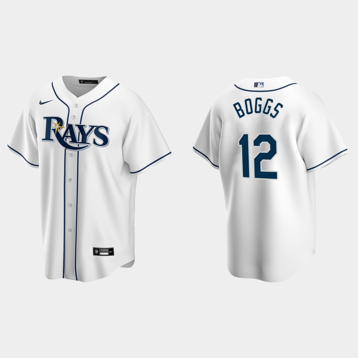 Men's Wade Boggs #12 Tampa Bay Rays Home Jersey - White