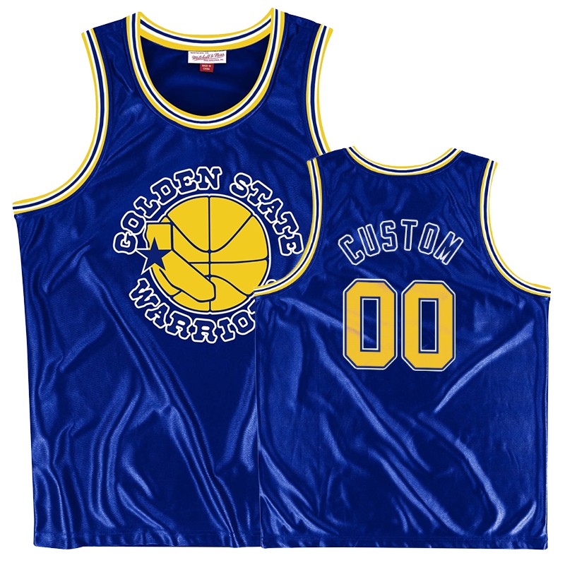 Men's Warriors Custom Black Throwback MITCHELL & NESS Tank Top