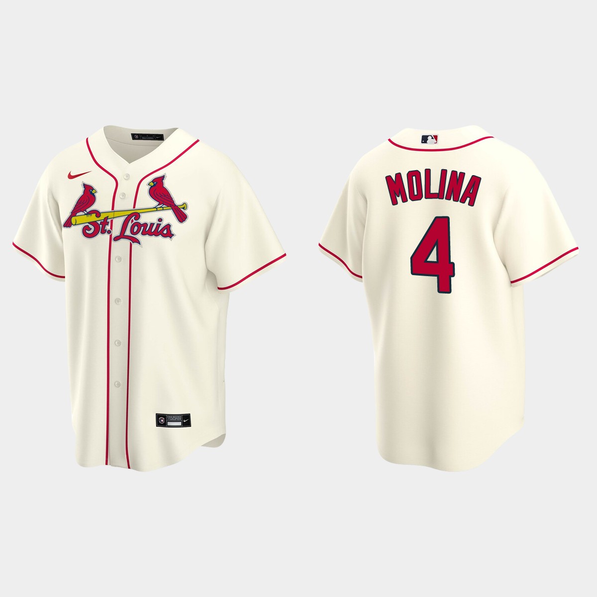 Men's Yadier Molina #4 St. Louis Cardinals Alternate Jersey - Cream