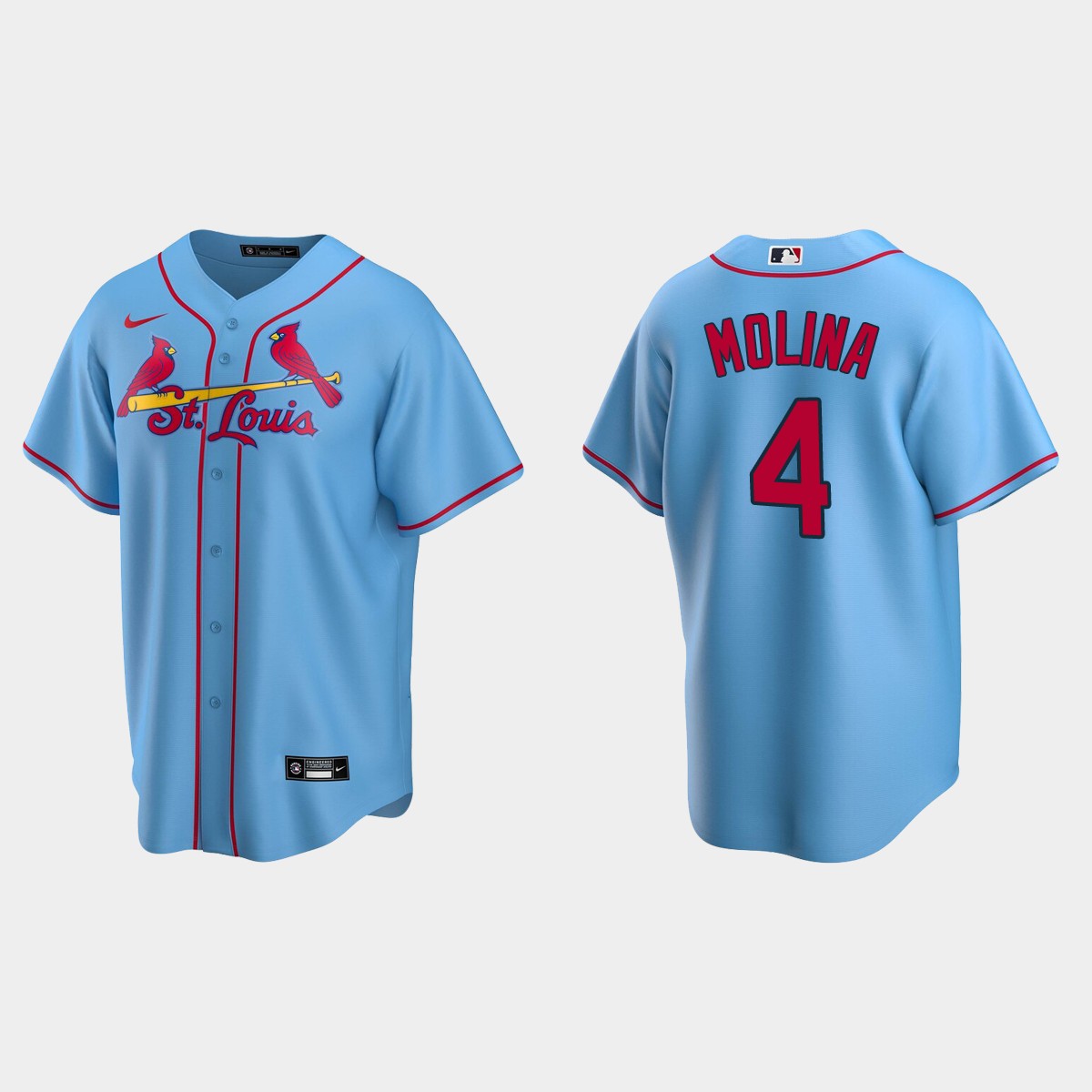 Men's Yadier Molina #4 St. Louis Cardinals Alternate Jersey - Light Blue