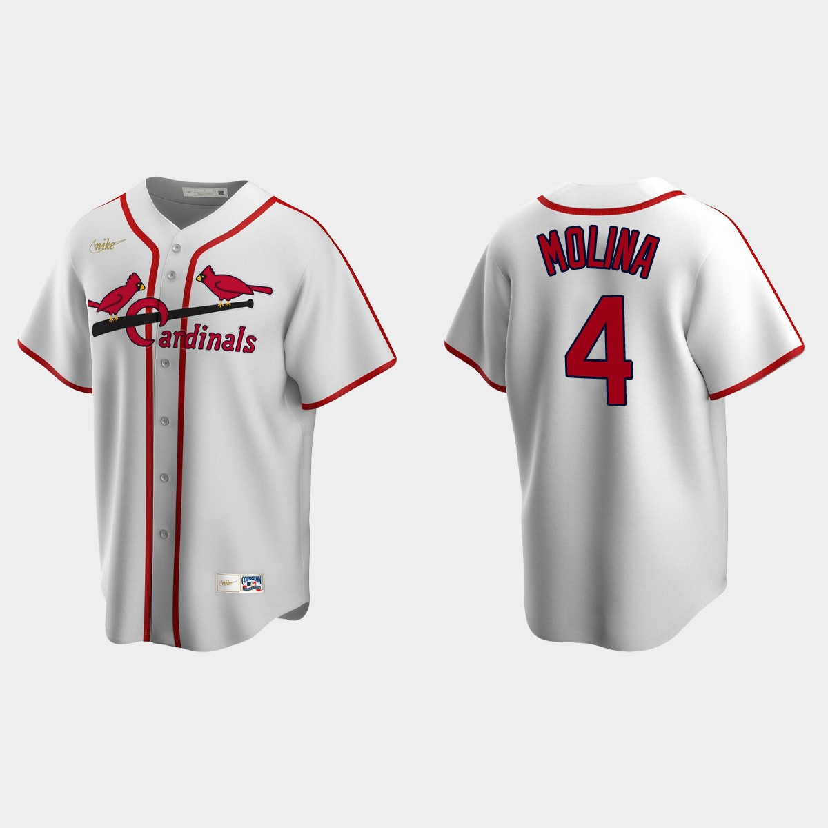 Men's Yadier Molina St. Louis Cardinals Cooperstown Collection Home Jersey - White