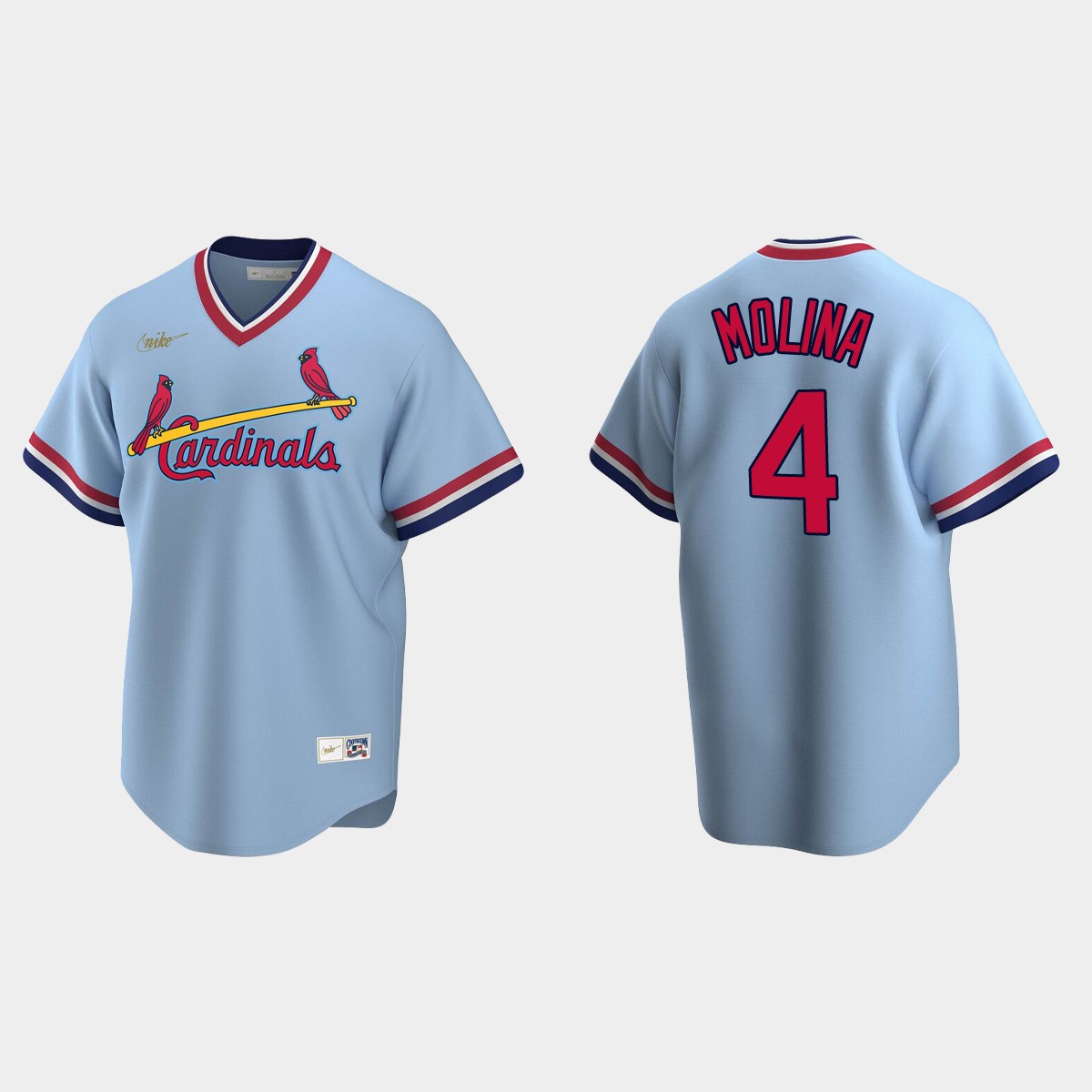 Men's Yadier Molina St. Louis Cardinals Cooperstown Collection Road Jersey - Light Blue