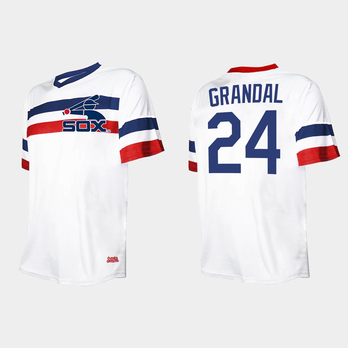 Men's Yasmani Grandal Chicago White Sox Cooperstown Collection V-Neck Jersey - White