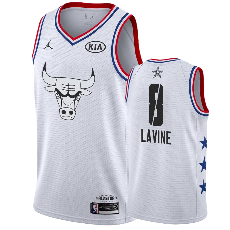 Men Chicago Bulls #8 Zach LaVine 2019 All-Star Game Finished Jersey - White