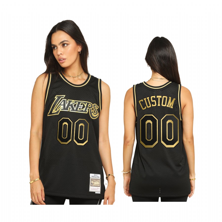 Men Custom Los Angeles Lakers 2021 Hardwood Classics Black Jersey Limited Allocation