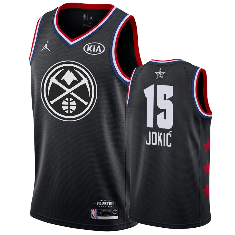 Men Denver Nuggets #15 Nikola Jokic 2019 All-Star Game Finished Jersey - Black
