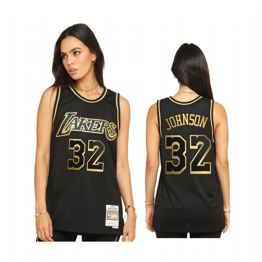 Men Magic Johnson Los Angeles Lakers Hardwood Classics Black Jersey Limited Allocation