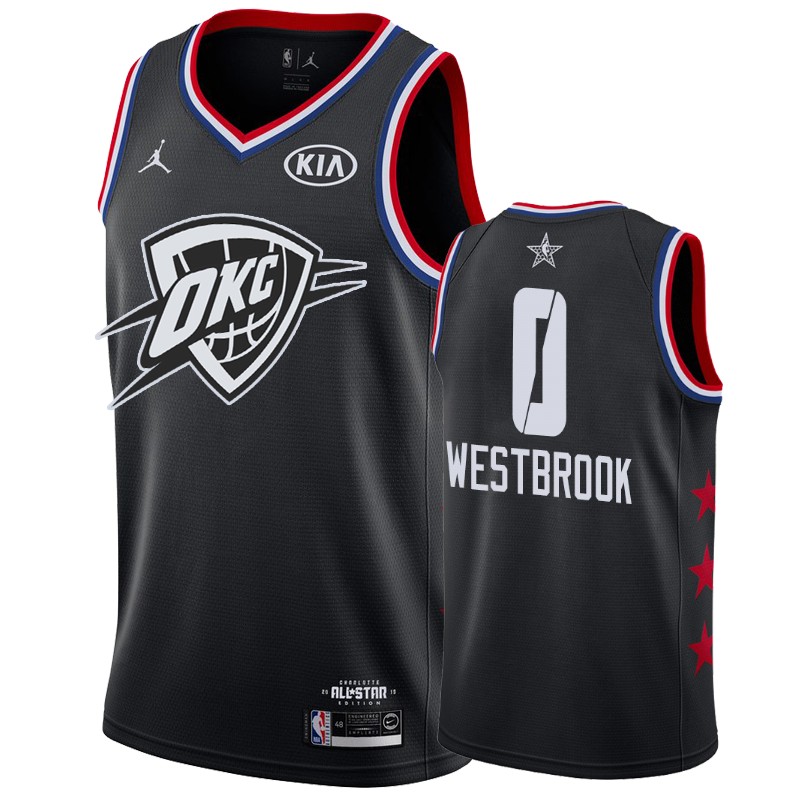 Men Oklahoma City Thunder #0 Russell Westbrook 2019 All-Star Game Finished Jersey - Black