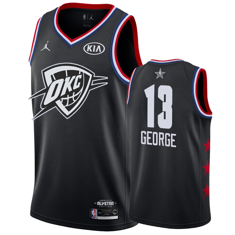 Men Oklahoma City Thunder #13 Paul George 2019 All-Star Game Finished Jersey - Black