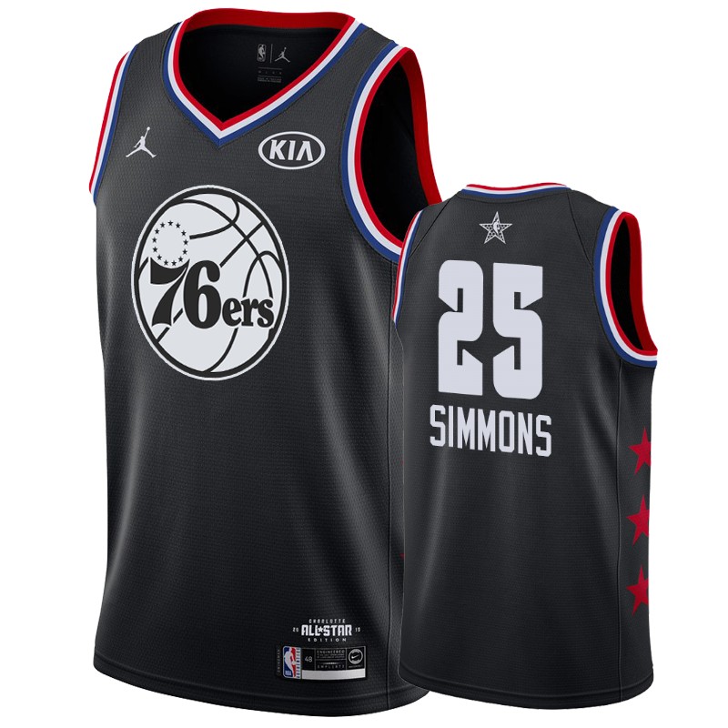 Men Philadelphia 76ers #25 Ben Simmons 2019 All-Star Game Finished Jersey - Black
