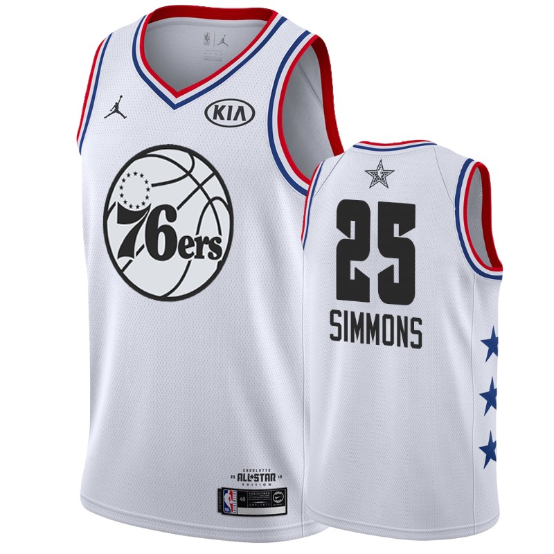 Men Philadelphia 76ers #25 Ben Simmons 2019 All-Star Game Finished Jersey - White