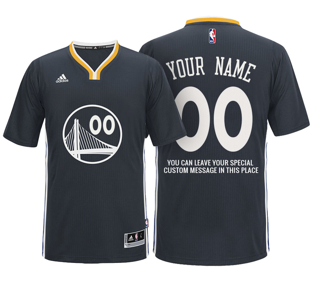 Mens Golden State Warriors Alternate Black Custom Message Jersey