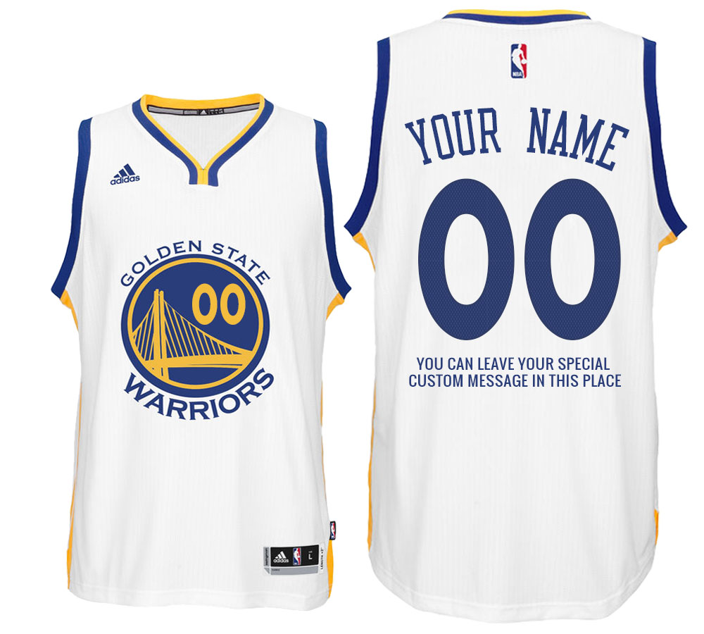 Mens Golden State Warriors Home White Custom Message Jersey
