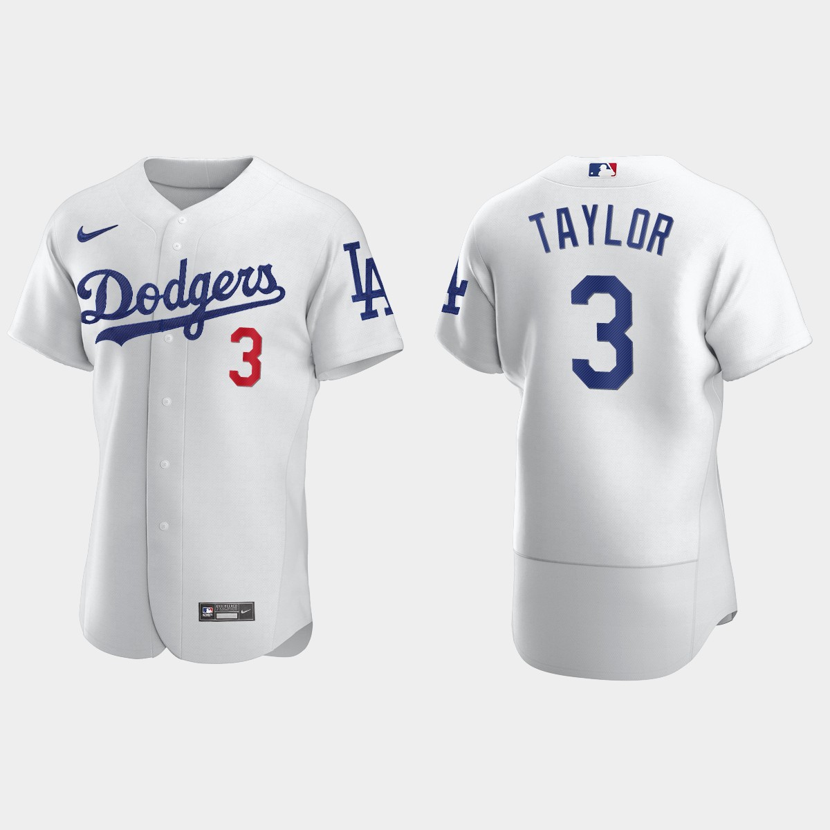 Mens Los Angeles Dodgers #3 Chris Taylor White Jersey