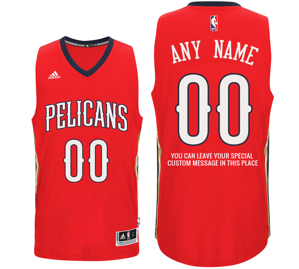 Mens New Orleans Pelicans Alternate Red Custom Message Jersey