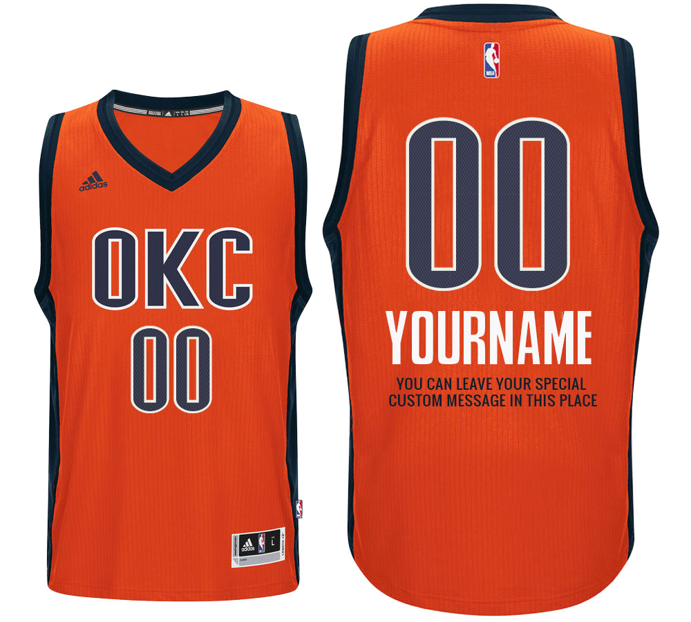 Mens Oklahoma City Thunder Alternate Orange Custom Message Jersey