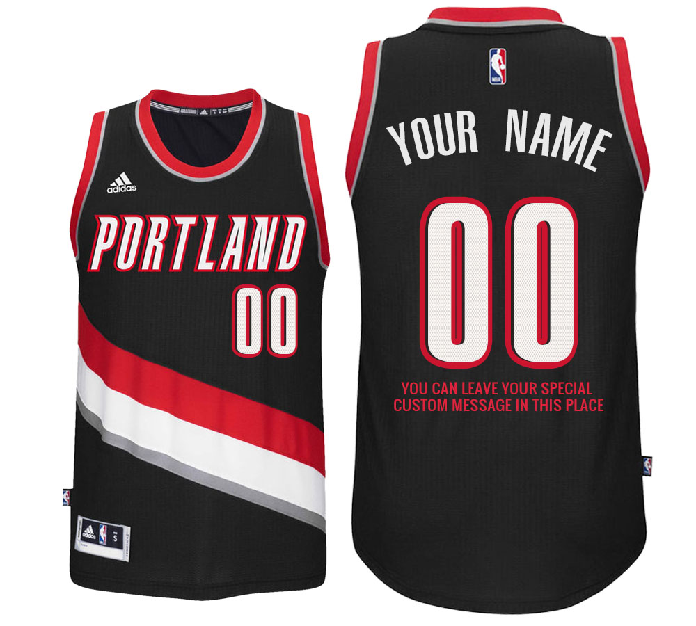 Mens Portland Trail Blazers Road Black Custom Message Jersey