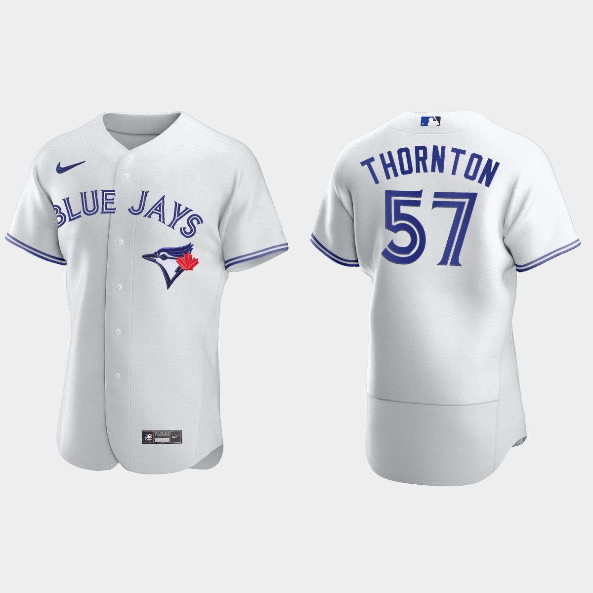 Mens Toronto Blue Jays #57 Trent Thornton White Jersey