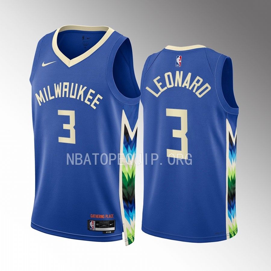 Meyers Leonard 2022-23 Milwaukee Bucks Blue #3 City Edition Jersey Swingman