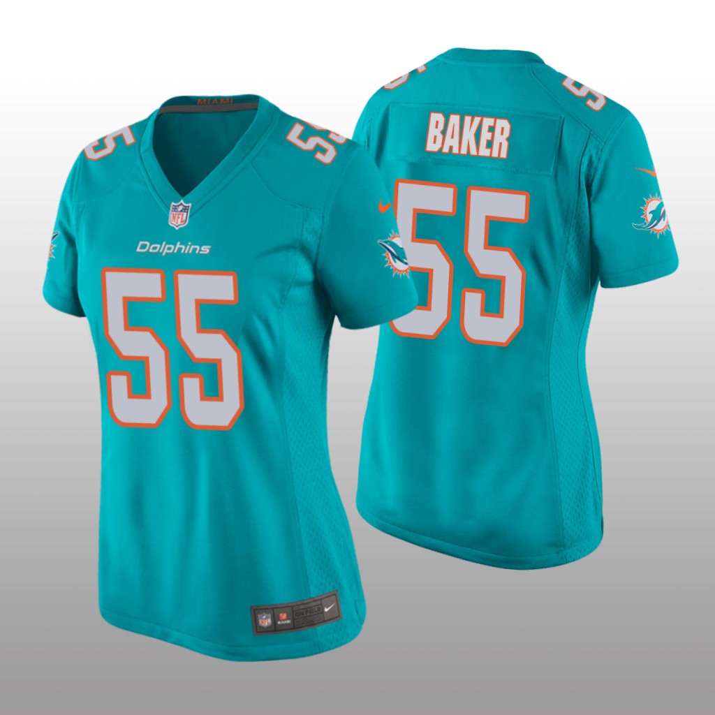 Miami Dolphins #55 Aqua Jerome Baker Game Jersey - Women