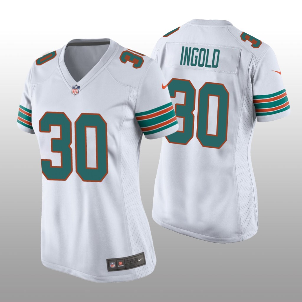 Miami Dolphins Alec Ingold White Jersey Throwback Game - Women's