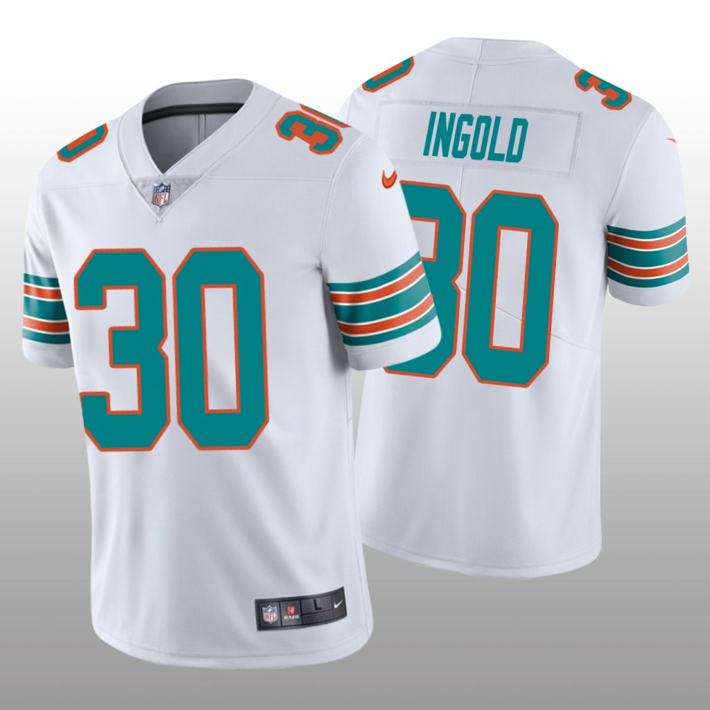 Miami Dolphins Alec Ingold White Jersey Vapor Limited - Men's