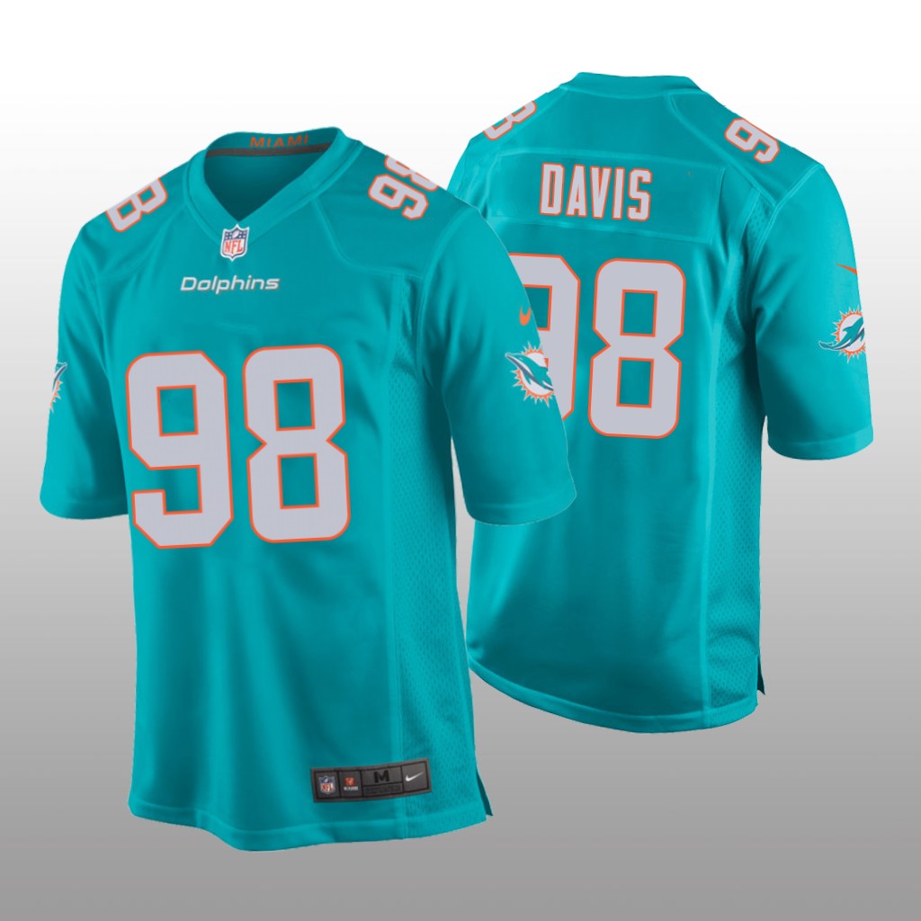 Miami Dolphins Aqua 2020 NFL Draft Raekwon Davis Game Jersey