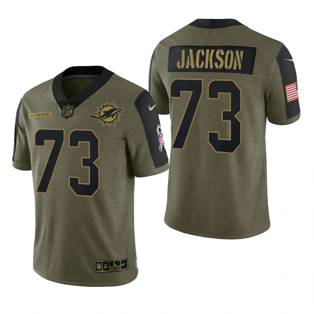 Miami Dolphins Austin Jackson Olive Limited Jersey 2021 Salute To Service - Men's