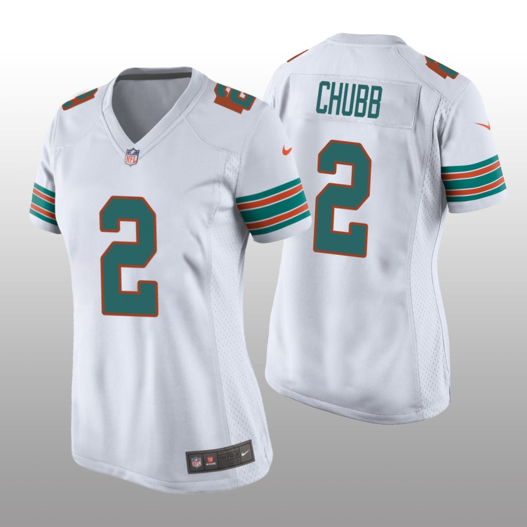 Miami Dolphins Bradley Chubb White Jersey Throwback Game - Women's