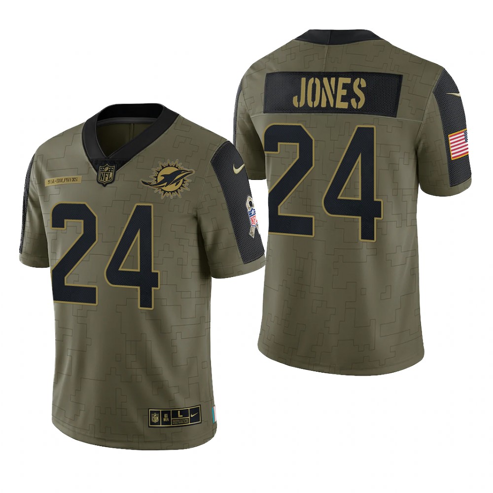 Miami Dolphins Byron Jones Olive Limited Jersey 2021 Salute To Service - Men's