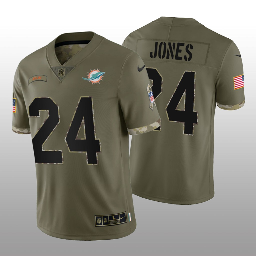 Miami Dolphins Byron Jones Olive Limited Jersey 2022 Salute To Service - Men's