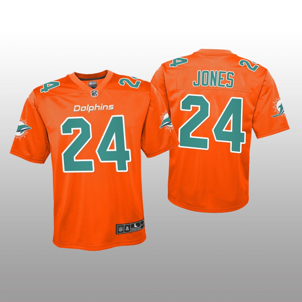 Miami Dolphins Byron Jones Orange Jersey Inverted Game - Youth
