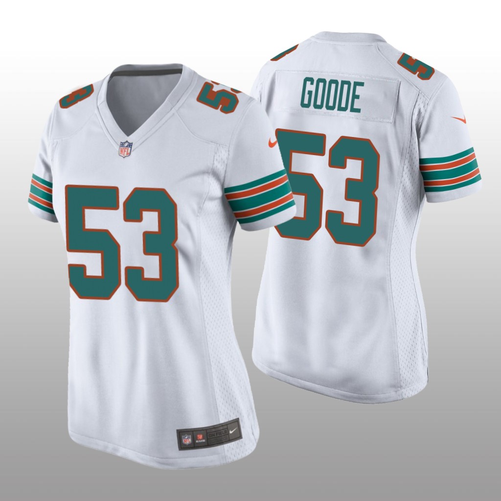 Miami Dolphins Cameron Goode White Jersey Throwback Game - Women's