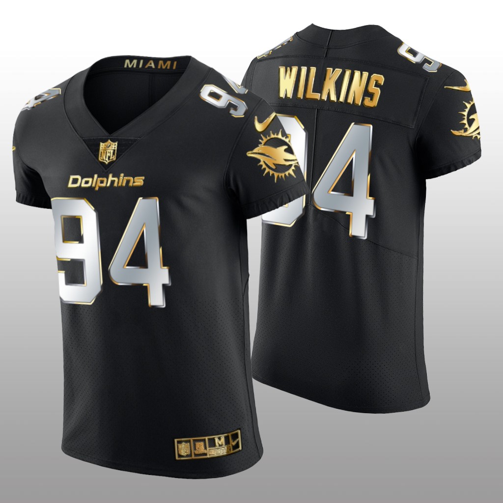 Miami Dolphins Christian Wilkins Black Elite Jersey Golden Edition Men's