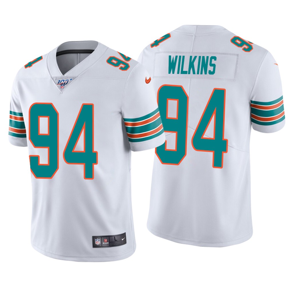 Miami Dolphins Christian Wilkins White Vapor Limited Jersey 100th Season - Men's