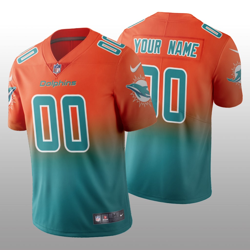 Miami Dolphins Custom Aqua Gradient Jersey Color Crash - Men's