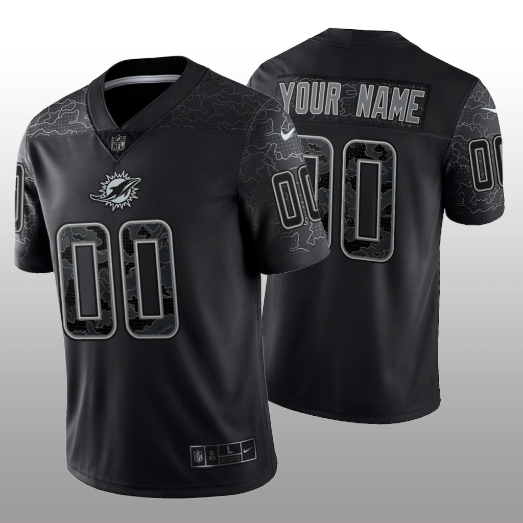 Miami Dolphins Custom Black Jersey Reflective Limited - Men's