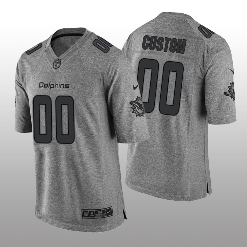 Miami Dolphins Custom Gray Jersey Gridiron Gray Limited