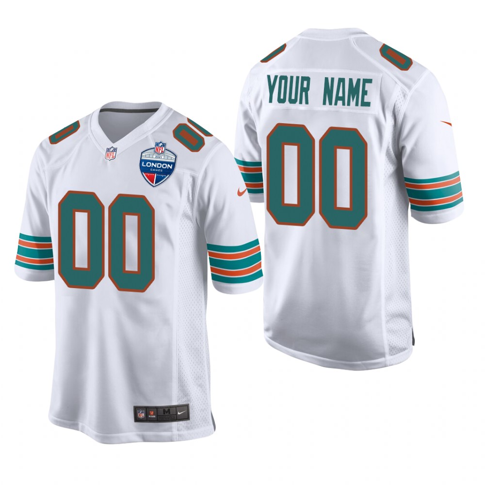 Miami Dolphins Custom White Game 2021 NFL London Game - Men's