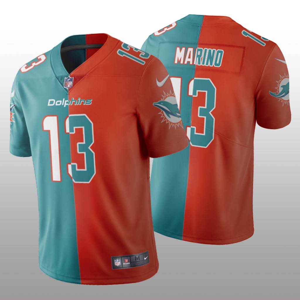 Miami Dolphins Dan Marino Aqua Orange Vapor Limited Split Jersey Two Tone - Men's