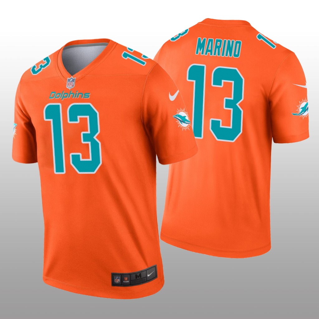 Miami Dolphins Dan Marino Orange Jersey Inverted Legend - Men's