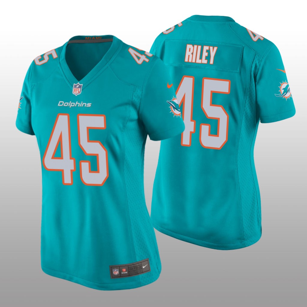 Miami Dolphins Duke Riley Aqua Jersey Game - Women's
