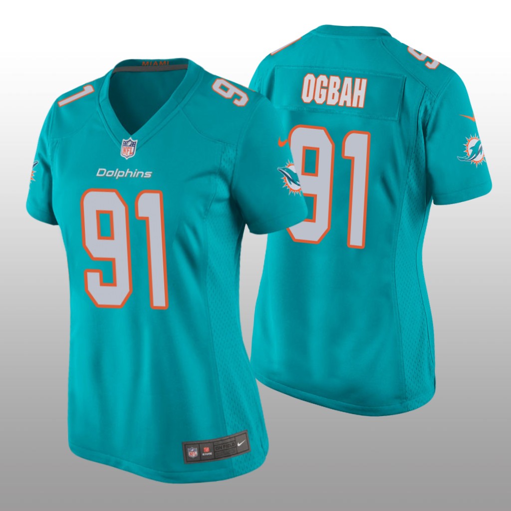 Miami Dolphins Emmanuel Ogbah Aqua Jersey Game - Women's